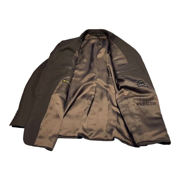 Andrew Fezza Blazer Jacket Men 42R Gray Striped Wool Notch Lapel Single Breasted - Picture 3 of 12